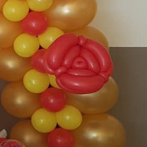 20180613 161425 300x300 - Ballonboog met bloemen om tafel in thema