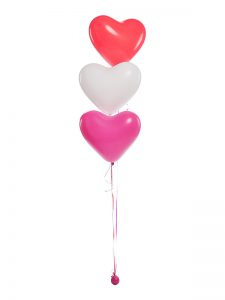 helium ballontros 3 harten rood wit fuchsia aan gewicht 225x300 - Valentijnsdag met een hart ballon van klein tot groot